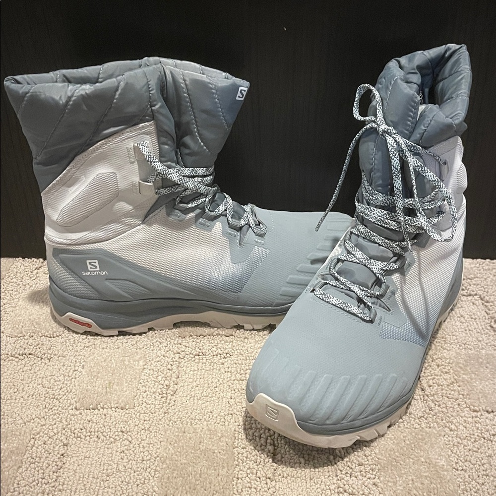 Salomon Gray and White Winter Boots